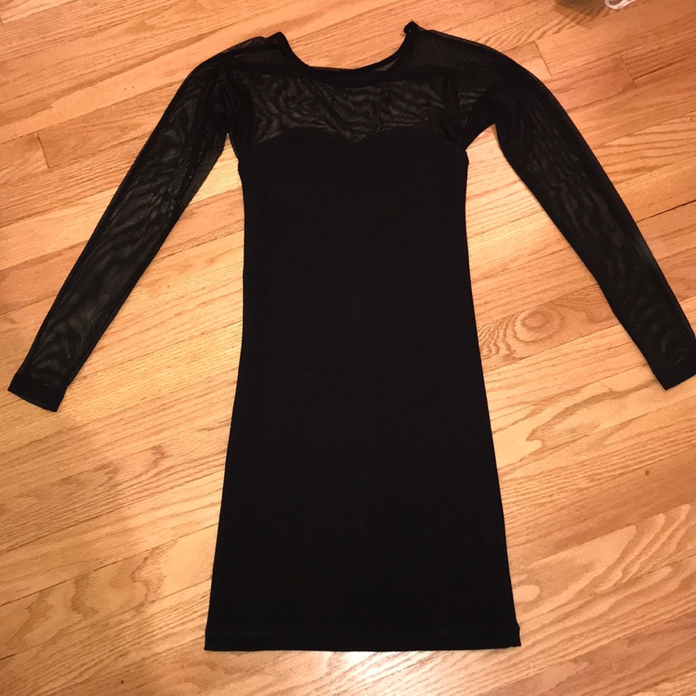 Sheer Top Black Tight Dress